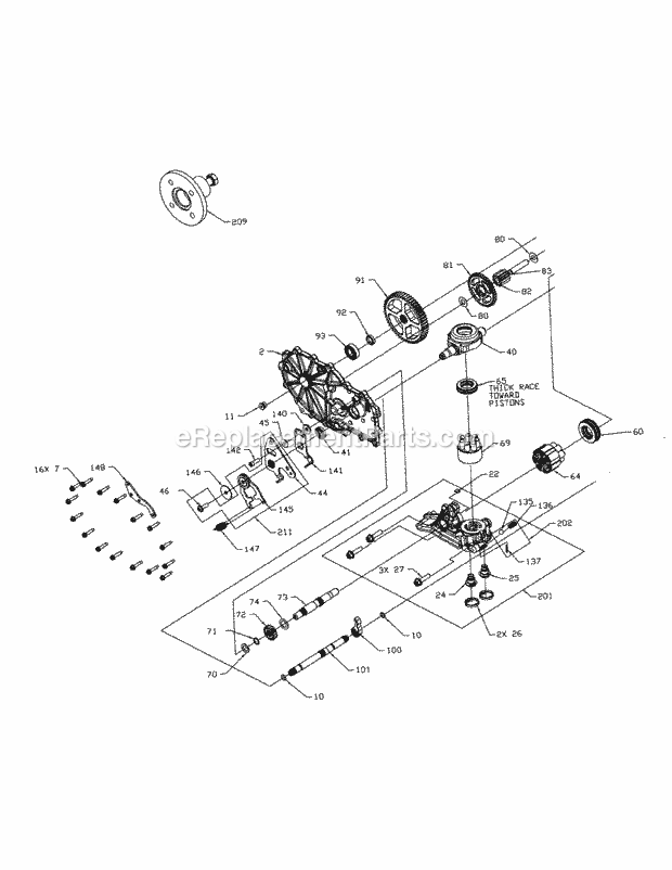 Transmission 02002162 Or 02001571 - Left Hand 1 Diagram and Parts List for M50-KHS 53BB5BBP750-23HP-OHV Cub Cadet Lawn Tractor